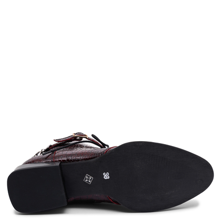 Maciejka Eleganckie Skórzane Botki Lakierowane Bordowe 5743A-47/00-7