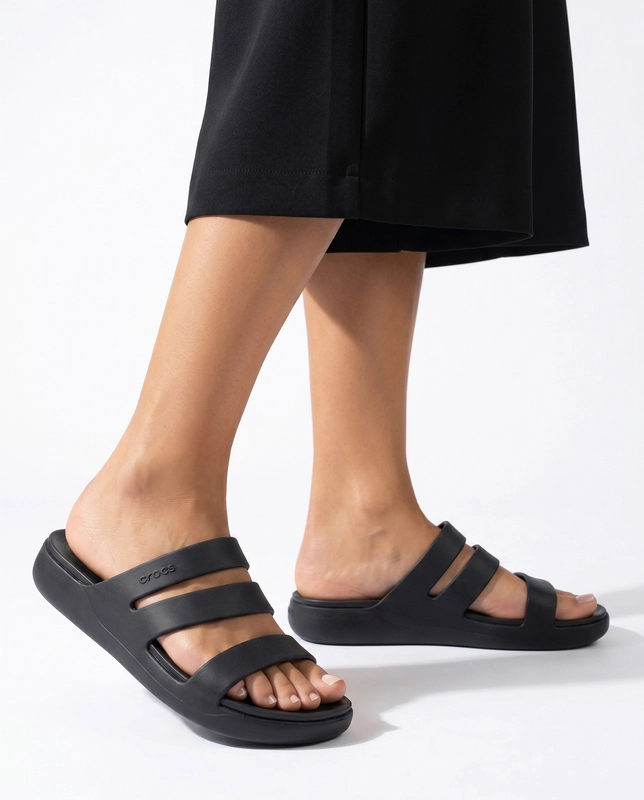 Crocs Getaway Triple Strap Slide Klapki Damskie Czarne 209587-001