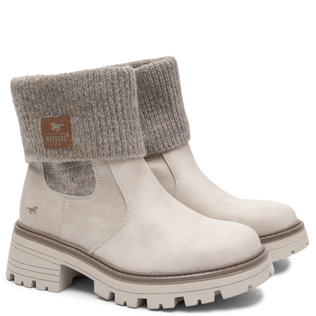 Mustang Insulated Comfortable Women's Ankle Boots Block Heel Beige 36M0132004