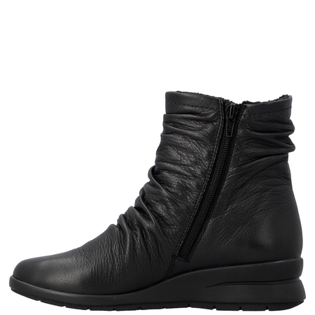 Rieker Comfortable Leather Women's Wedge Ankle Boots Warm Lined Black L4864-00-BLK
