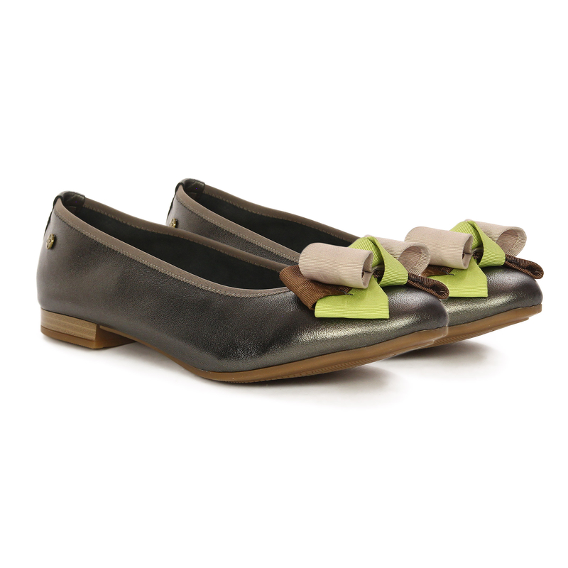 Maciejka Leather Elegant Ballerinas With Bow Green P6801-20/00-0