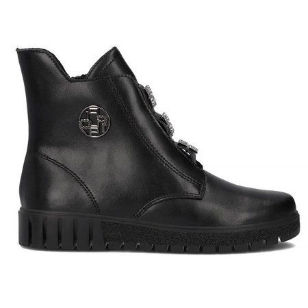 Filippo Black Leather Ankle Boots for Women