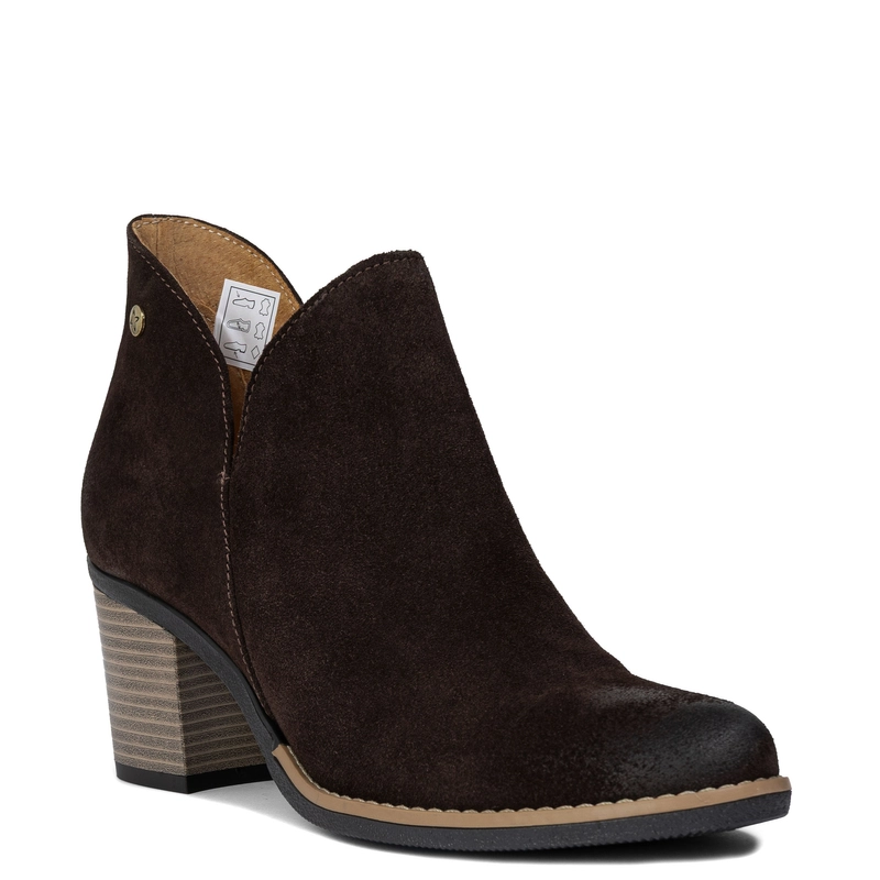 Maciejka Chocolate Suede Block Heel Ankle Boots with V-Cut  04492-100/00-5