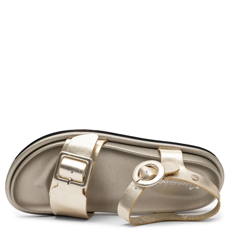 Maciejka Leather Comfortable Sandals with Decorative Buckles Gold K7460-25/00-1