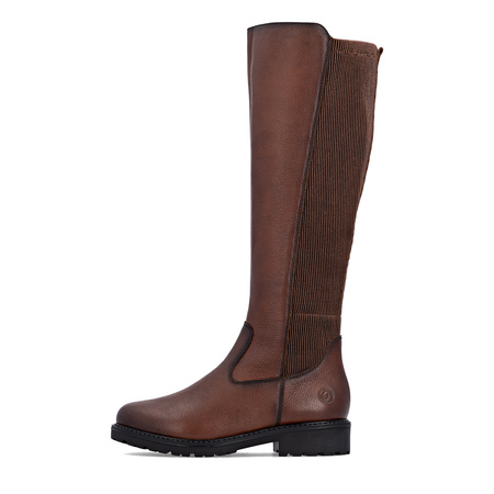 Rieker Women’s Leather Knee-High Boots Elastic Panel Brown R6594-24