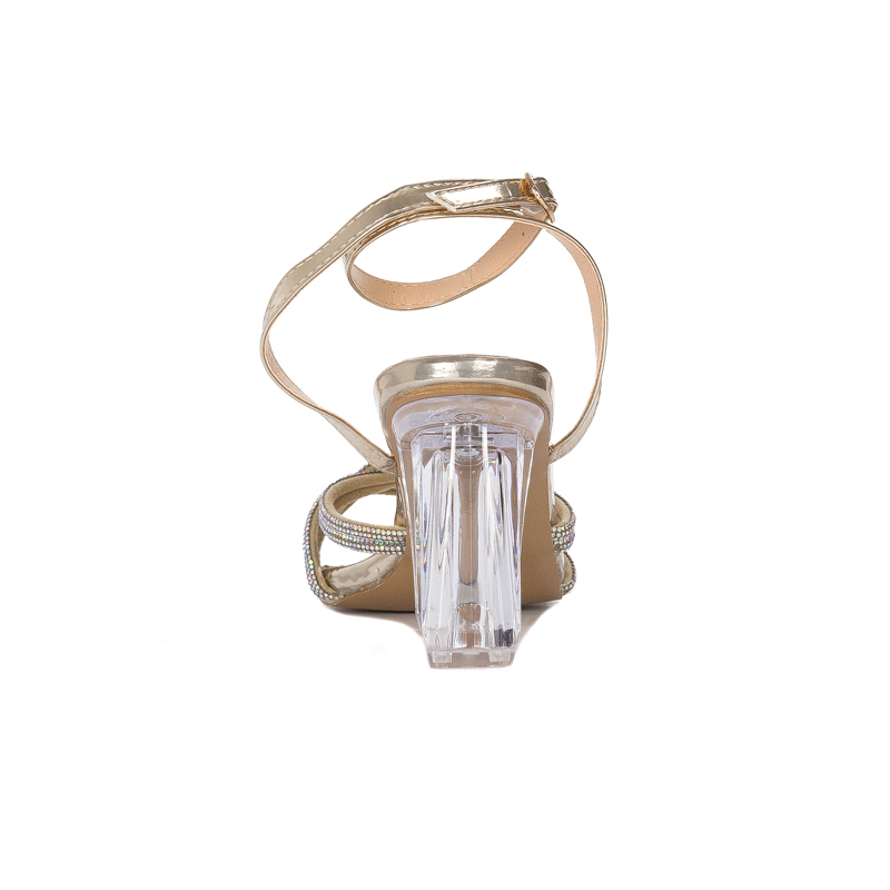S.Barski Women's sandals on the Lt.Gold post gold with zirconia