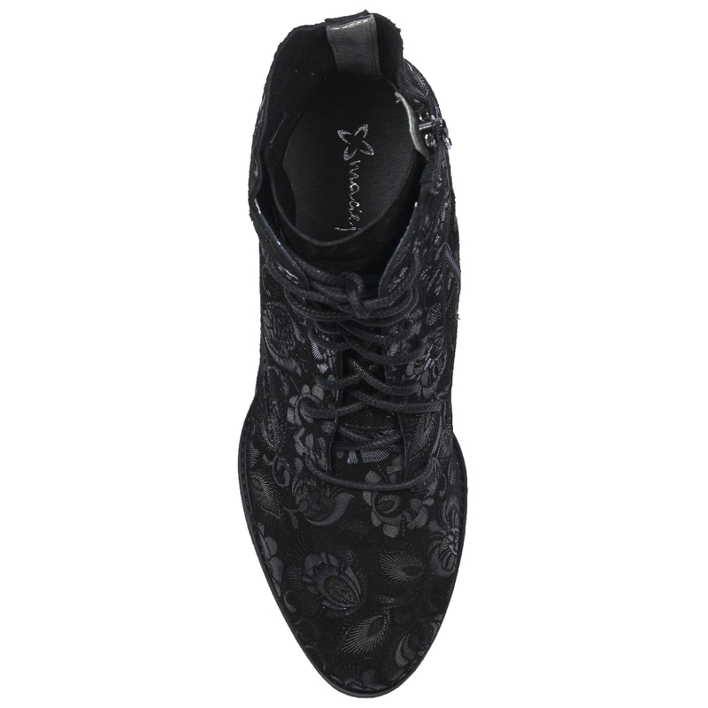 Maciejka Fashionable Leather Boots Floral Pattern Black 06391-01/00-1