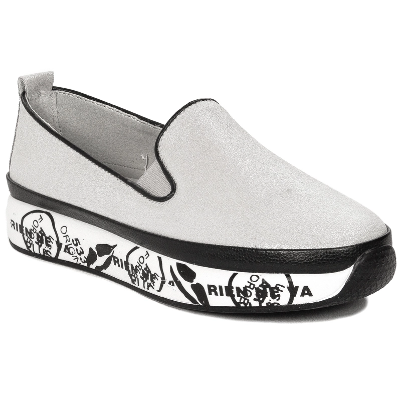 S.Barski Women's Low shoes Leather Silver