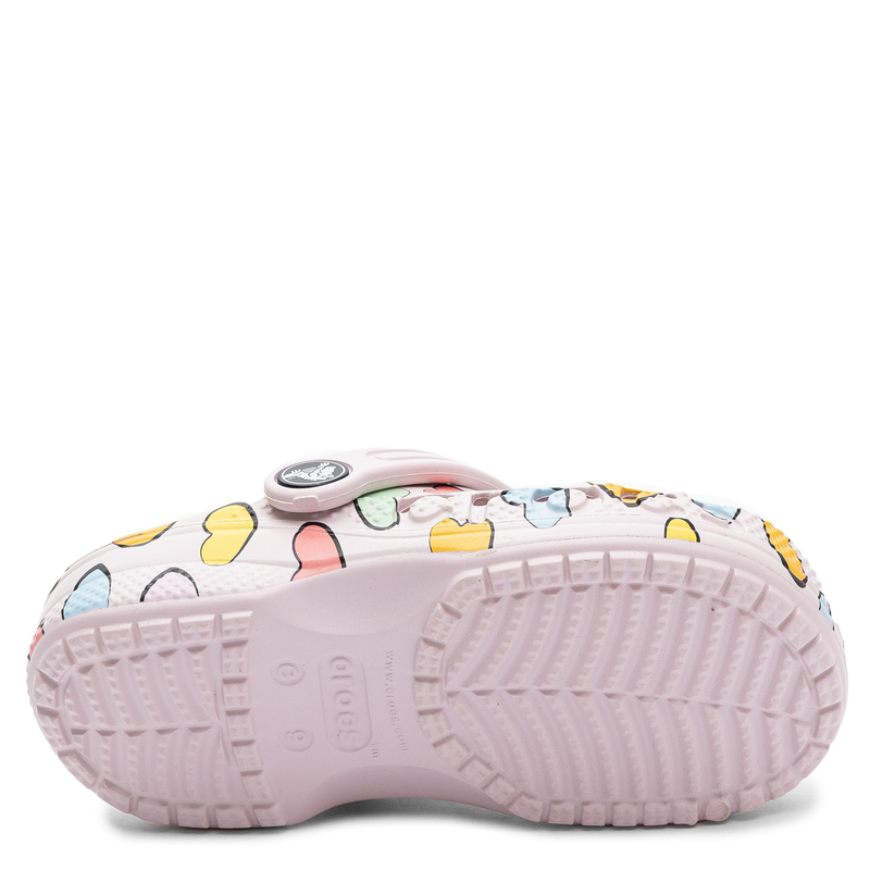 Crocs Classic Heart Print Clog Klapki Sandały Dziecięce Dziewczęce Różowe 209729-6PI