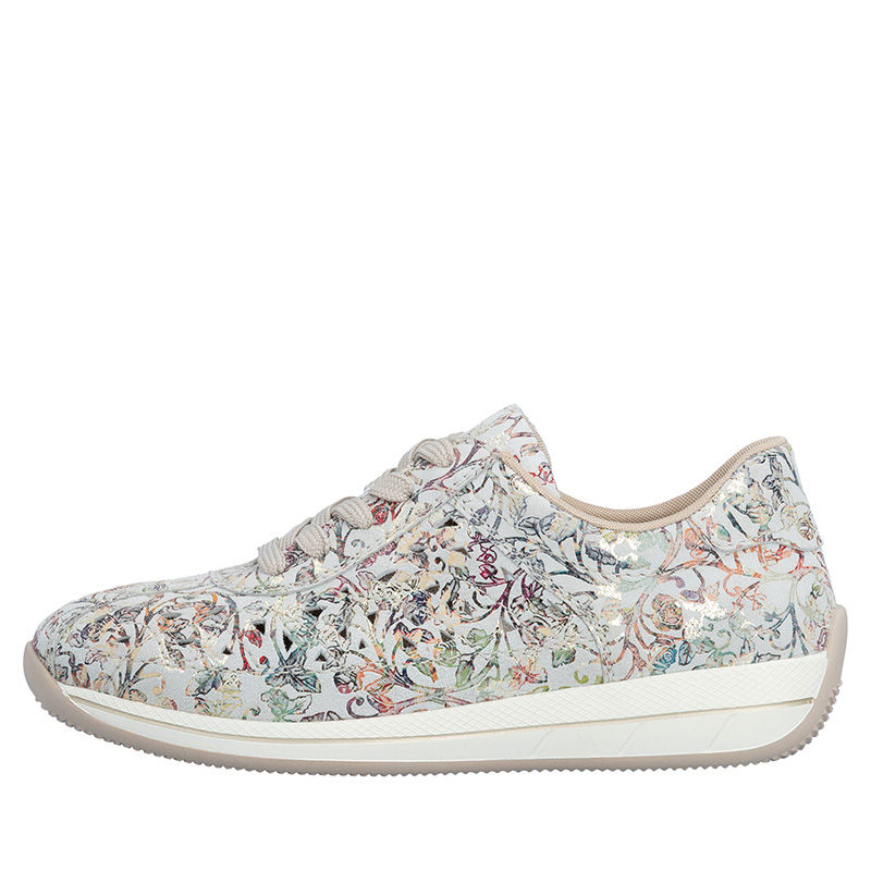 Rieker Leather Patterned Platform Sneakers Beige N1114-90