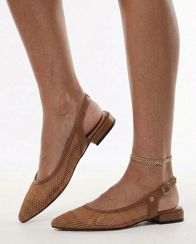 Maciejka Siateczkowe Półbuty Slingback Szpiczaste Brązowe K7525-29/00-1