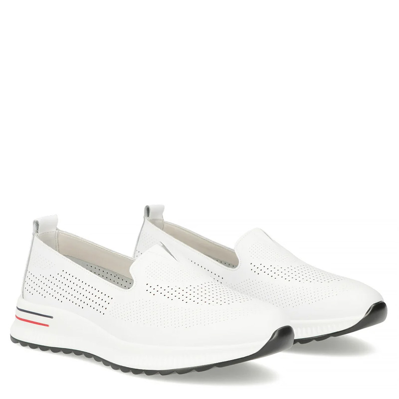 Filippo DP7611 Skórzane Półbuty Sportowe Wsuwane Białe DP7611-26-WH