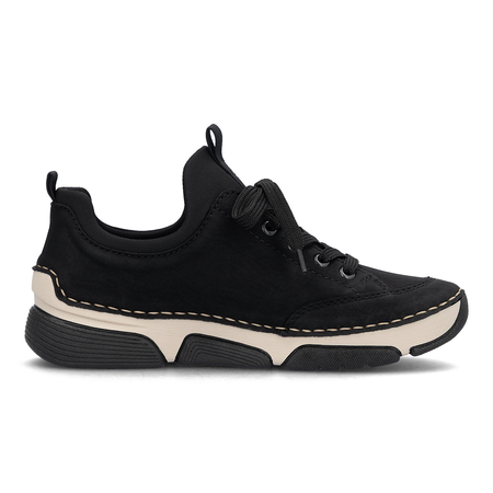 Rieker Comfortable Black Women's Low Shoes With Gold Zip On Flexible Sole 45973-00