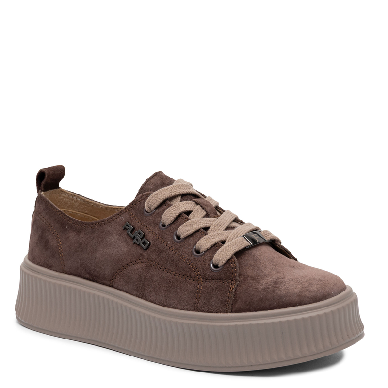Filippo Skórzane Sneakersy Damskie Na Platformie Brązowe DP6122-26-D-BR