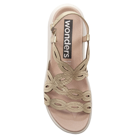 Wonders Women's Leather Sandals Platino