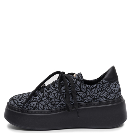 Maciejka Damskie Skórzane Sneakersy Na Platformie Czarno-Niebieskie 6191W-18/00-8