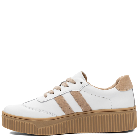 Filippo Skórzane Sneakersy Na Platformie Półbuty Zamszowe Wstawki Biało-Beżowe DP6776-26-WH-BE