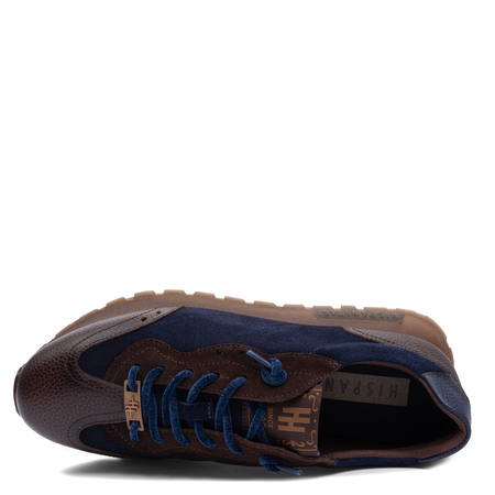Hispanitas Skórzane Półbuty Sneakersy Damskie Sznurowane Granatowo-Brązowe CHI265106-ESP