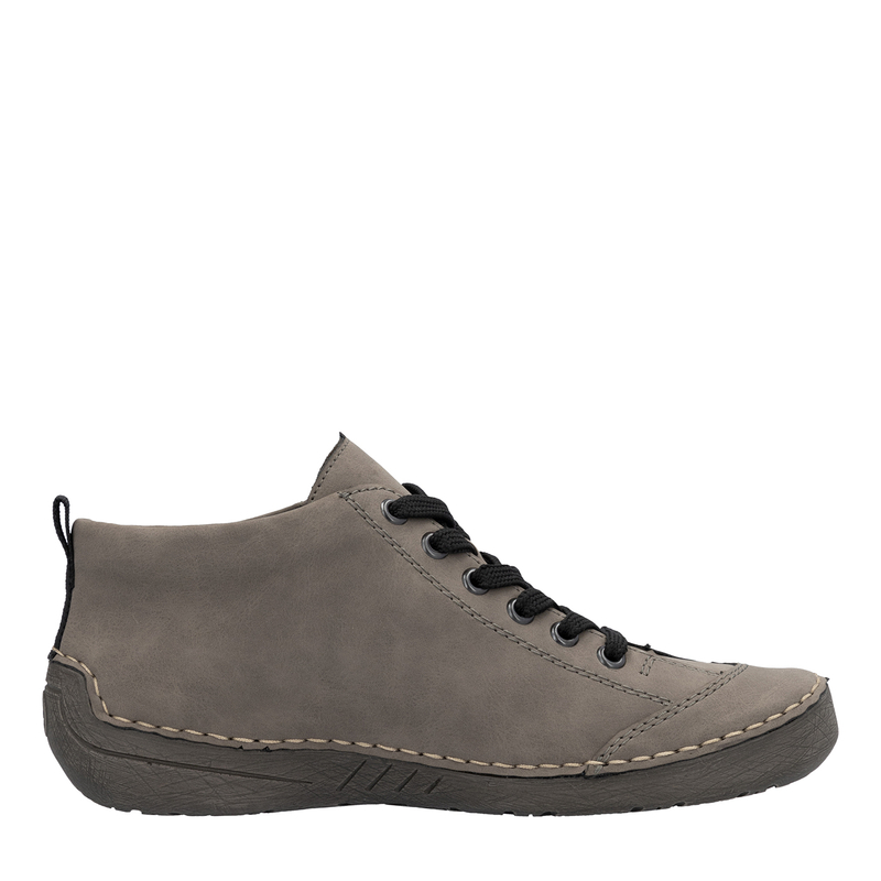 Rieker Women’s Lace-Up Antistress Low Shoes Side Zipper Gray 52514-42-GRAY