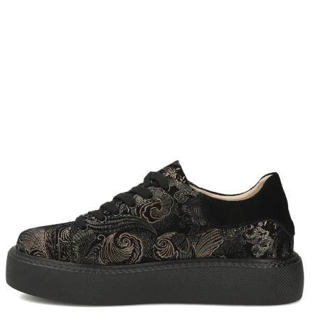 Filippo Fashionable Leather Platform Sneakers Floral Black DP6119-26-BK-MLT