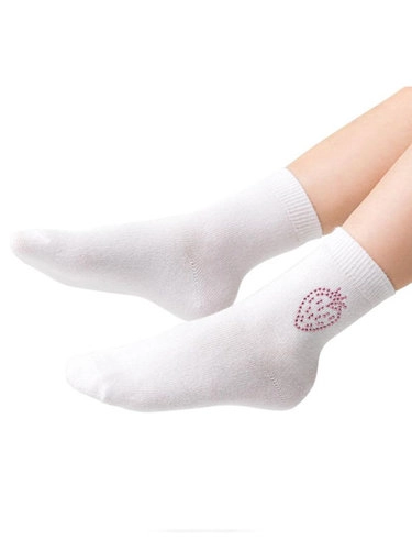 Children's socks for girls Steven Cotton Candy art.066 White Strawberry
