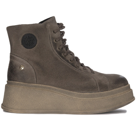 Maciejka Welurowe Botki na Platformie Ocieplane Czekoladowy Brąz 06309-02-00-8