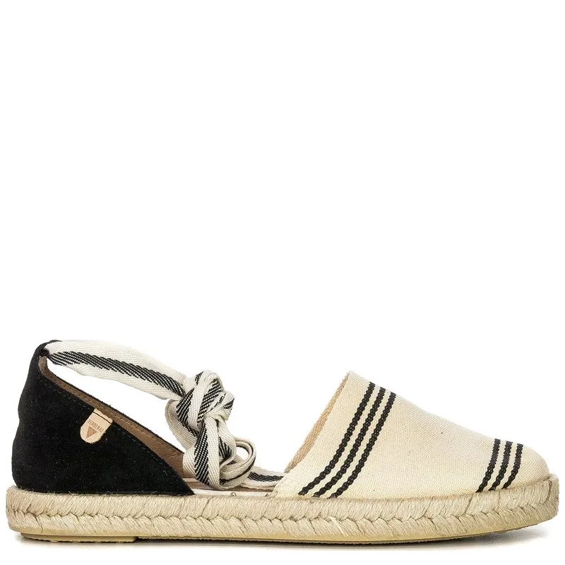 Verbenas 07 0128 0527 Erea Banda Marinera Serraje Negro+Crudo Espadrilles
