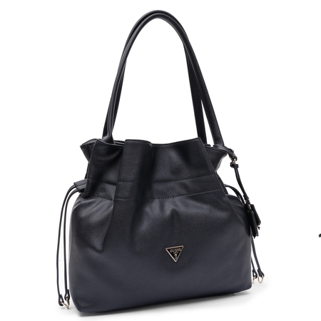 Guess Karima Drawstring Tote Bag Slouchy Shoulder Bag Black HWNG2249230-BLACK