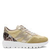 Wonders Gold-Accented Leather-Textile Sneakers On Platform Lightweight Beige-Gold Leopard A-24100-VANILA-PL