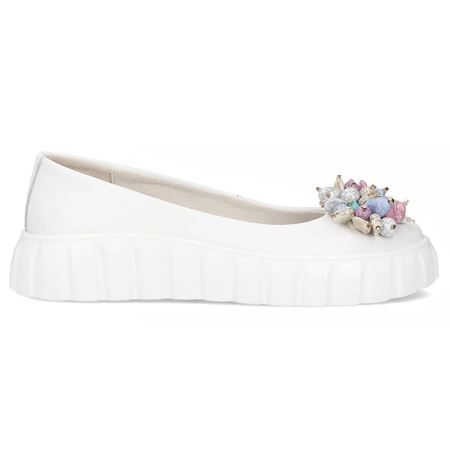 Filippo Półbuty Damskie Skórzane Białe