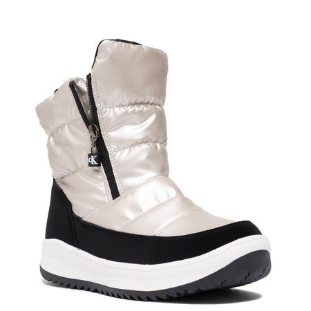 Calvin Klein Jeans Snow Boots Quilted Platform Boots Front-Zip Gold V3A5-83140-IVORY