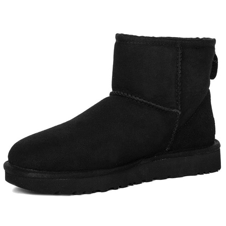 Botki UGG skórzane ocieplane W CLASSIC MINI II BLACK