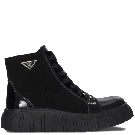 Filippo Botki Damskie Ocieplane Na Platformie Skórzane Czarne