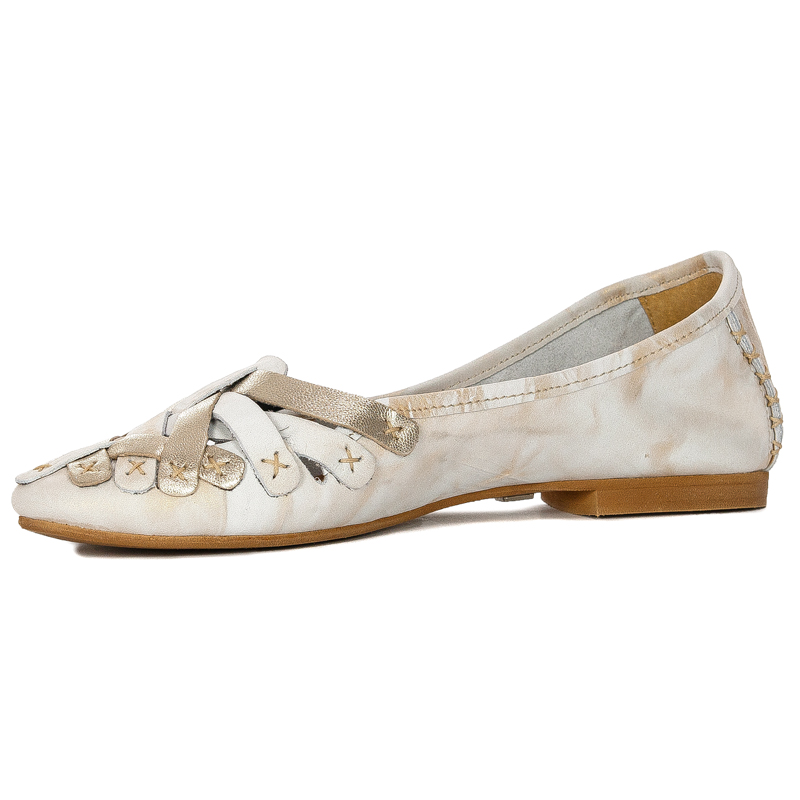 Maciejka 01358-22/00-0 Beige + Gold Ballerina