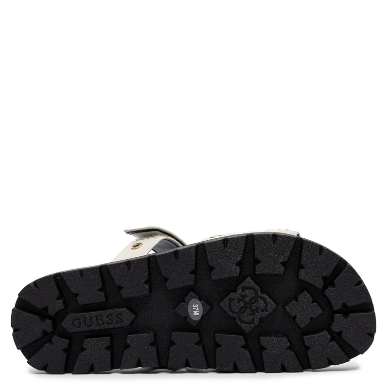 Guess Platform Slides Adjustable Strap Slides Grommet Detail Ivory-Black FLPFASELE03 IVORY
