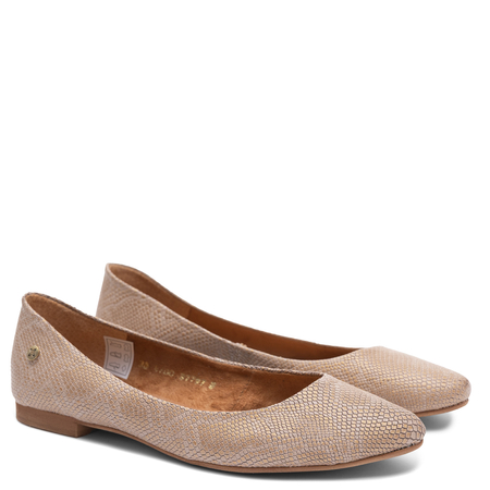 Maciejka Leather Ballet Flats Snake Print Gold 4100W-17/00-8