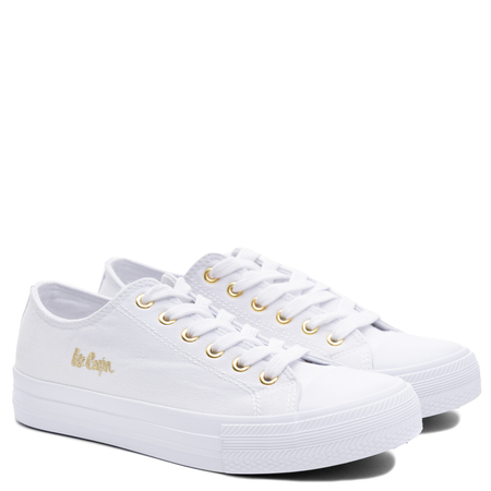 Lee Cooper Trampki ze Złotym Logo Białe LCW-26-02-4056L