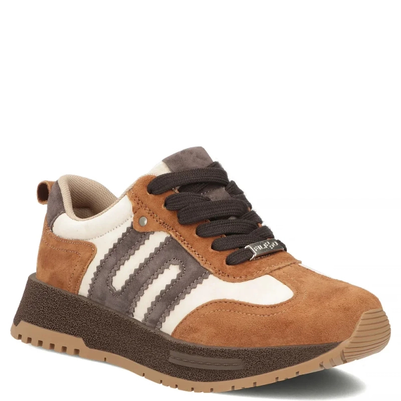 Filippo Skórzane Sznurowane Sneakersy Na Platformie Wielokolorowe DP7980-26-CA-BE