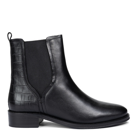 Maciejka Leather Chelsea Ankle Boots Croc-Embossed Heel Black H7173-01/00-7