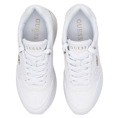 Guess Sneakersy Damskie Na Platformie z Tłoczonym Monogramem Białe FLPC10-FAL12-WH
