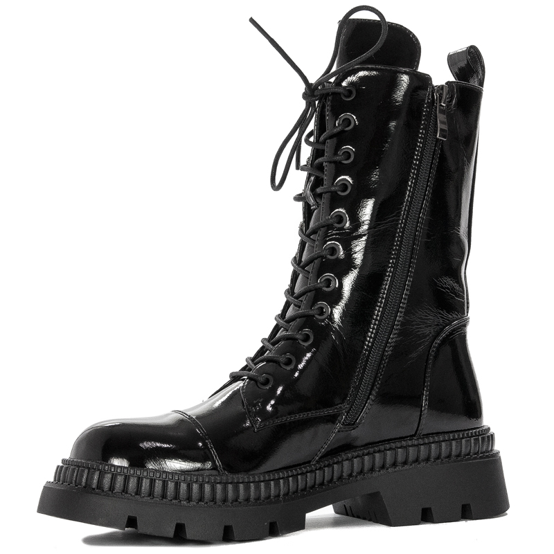 S.Barski Women's Ankle Boots Black Lacquered