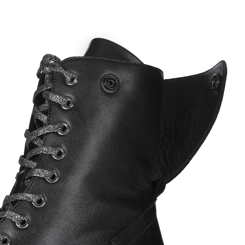Maciejka Leather Platform Ankle Boots Lace-Up Black 06676-01/00-8