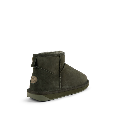 EMU Australia Skórzane Ocieplane Botki Wsuwane Botki Dark Olive W10937 Dark Olive