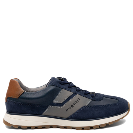 Bugatti Skórzane Półbuty Sneakersy Męskie Granatowe 331AWC011410-BLUE