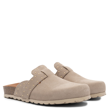 Verbenas Suede Mules With Gold Studs Beige ROE-SER-TACH-PIE