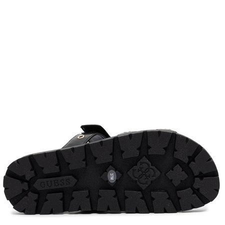 Guess Klapki Damskie Na Platformie z Oczkami Black FLPFAS-ELE03-BLK