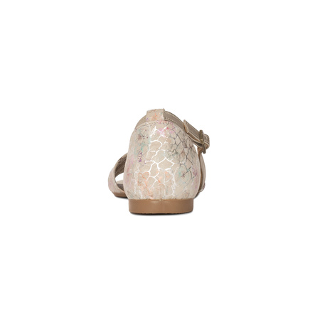 Maciejka Women's Leather Sandals Beige with Flowers