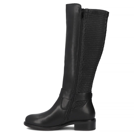 Filippo Leather Knee-High Boots With Elastic Shaft Insulated Black DKZ743725BK