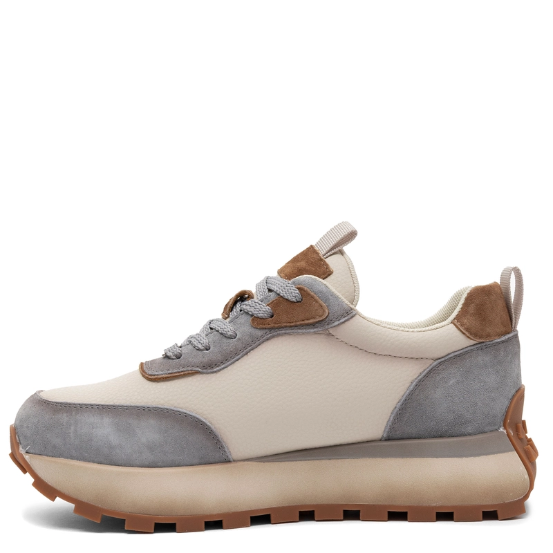 Filippo Skórzane Sneakersy Kontrastowe Półbuty na Platformie Beżowo-Niebieskie DP7754-26-BE-BL