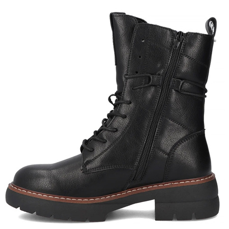 Filippo Leather Lace-Up Boots On Platform Black DBT7263-25-BK